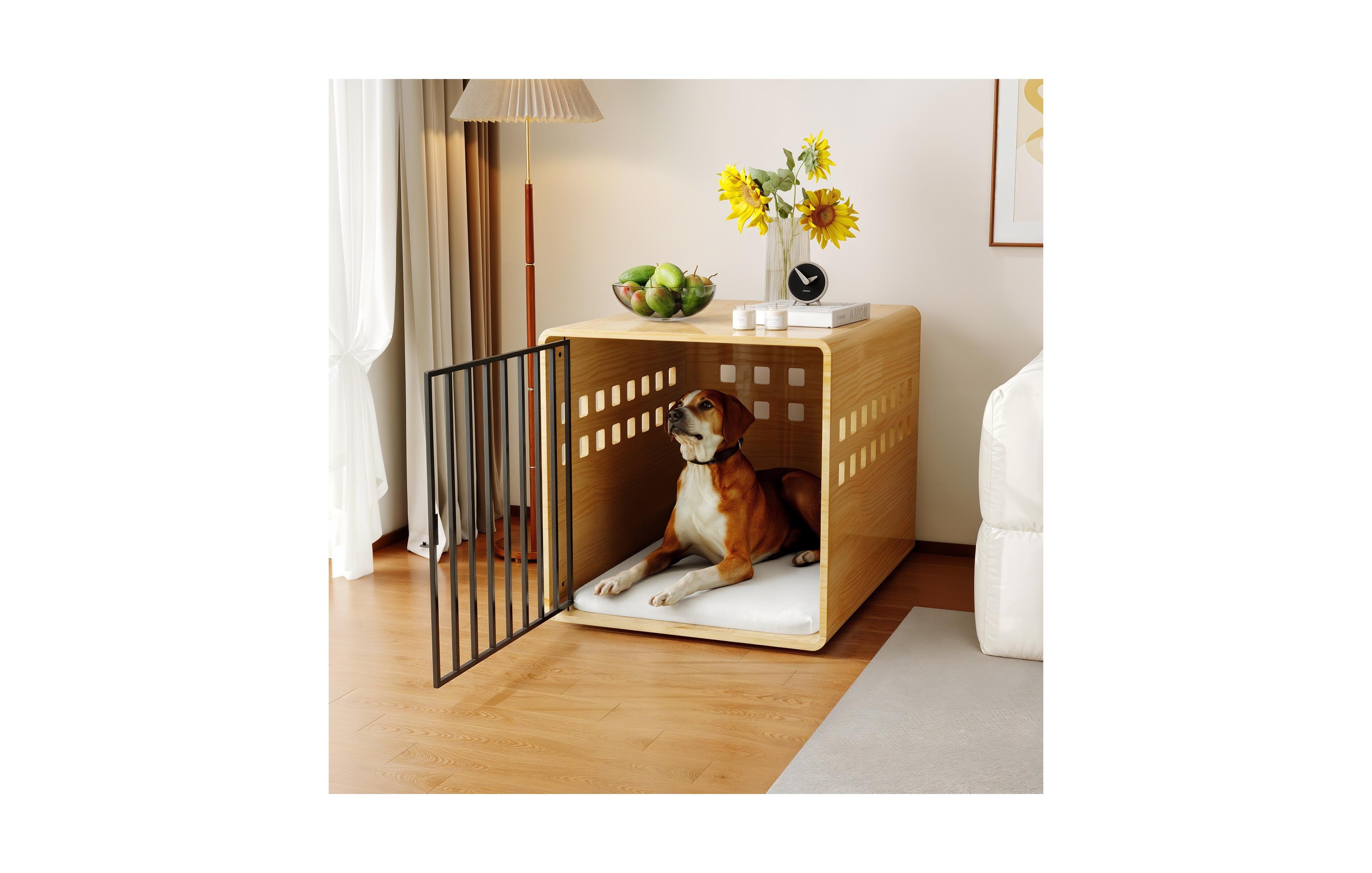 Dog Crate for Medium and Small, Solid Wood Puppy Crates, Dog Kennel Indoor with Door, Pet House