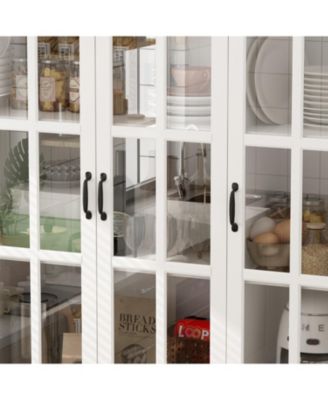 Bookcase Bookshelf with 10 Storage Shelves & 3 Glass Doors,Display Storage Cabinet