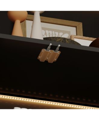 Display Cabinet with 4 Glass Doors and Lights, 5-Tier Storage Shelves, Bookcases & Shelves