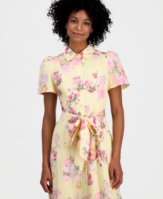 Women's Short-Sleeve Tiered Shirtdress