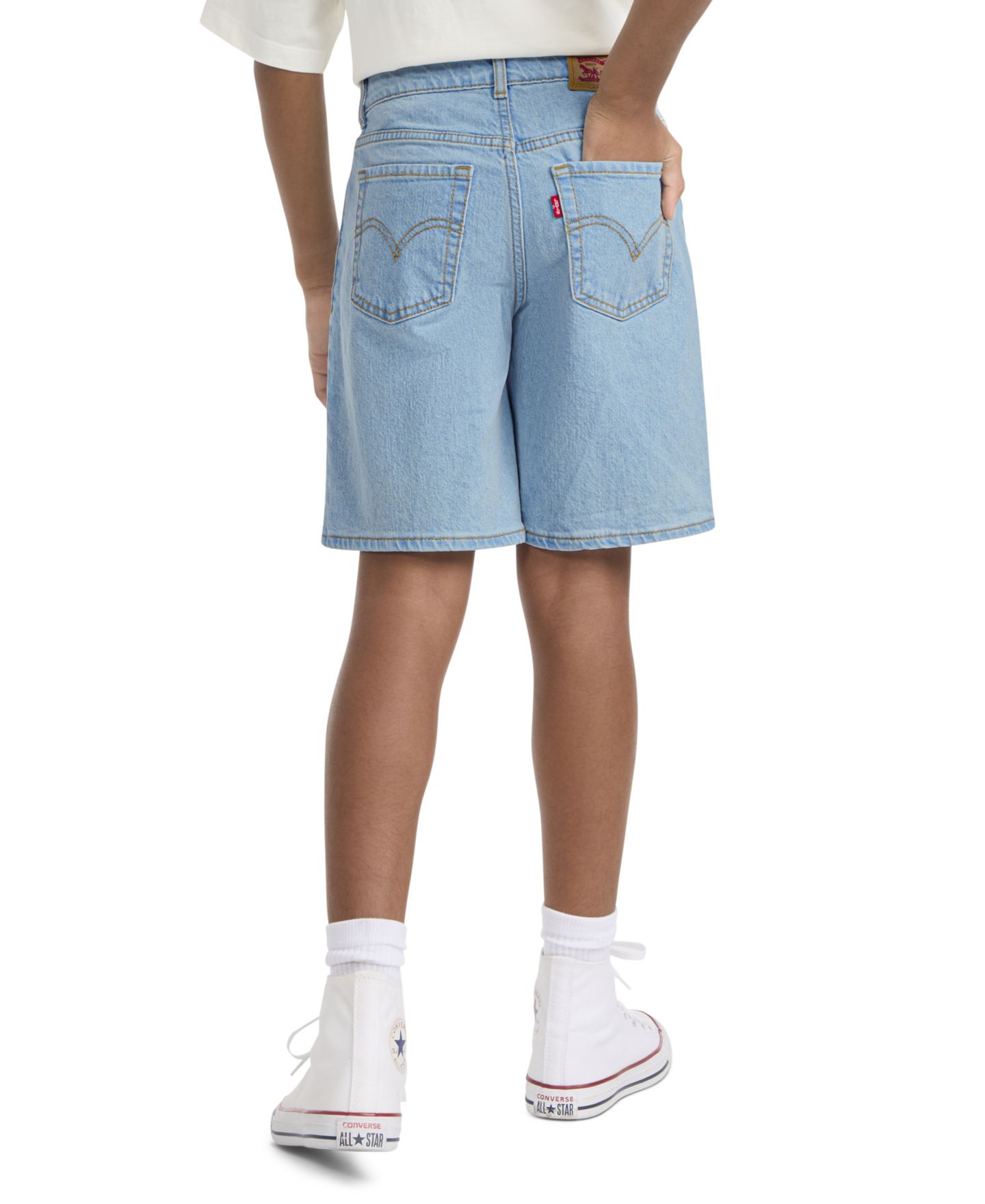 Шорты Levi's 94' Baggy Shorts для девочек, цвет: Светлый пастельный синий — фото 4