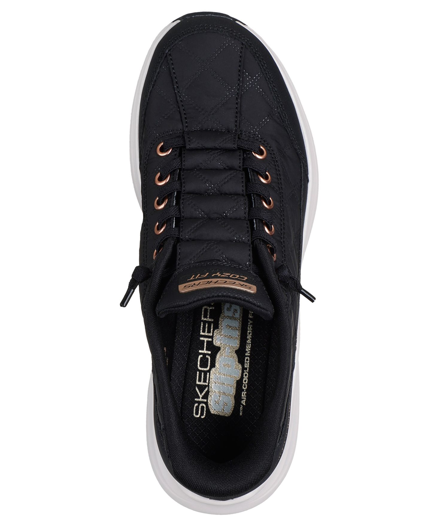 Женские кроссовки Skechers Slip-Ins: Contour Foam - Cozy Fit Golden Hour Walking, цвет: Чёрный / Золотой — фото 5