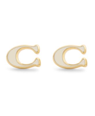 Black Signature C Enamel Stud Earrings