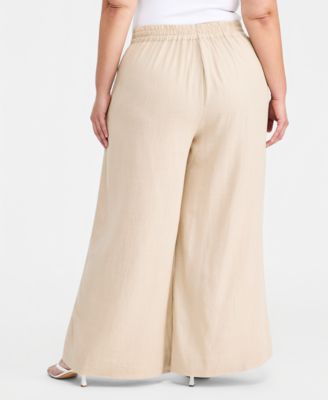 Plus Size Mid-Rise Wide Leg Pants