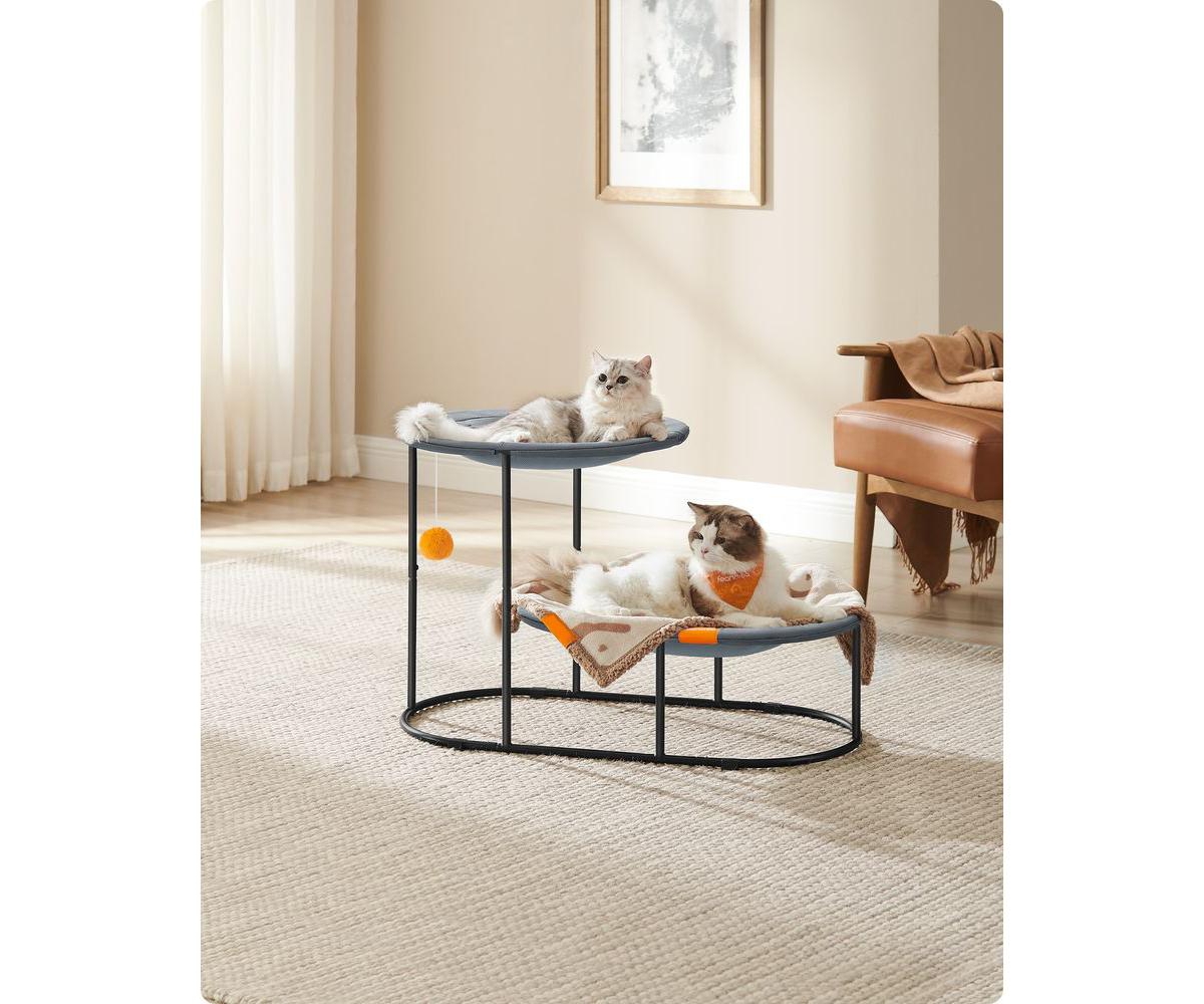 Cozito 2-Tier Elevated Pet Bed with Steel Frame, Breathable Mesh, Washable Fabric, Top 20 lb/Bottom 28 lb