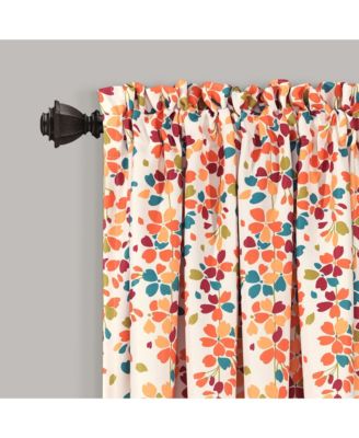 Weeping Flower Room Darkening Window Curtain Panels Pair Turquoise & Tangerine - Floral Curtains for Bedroom