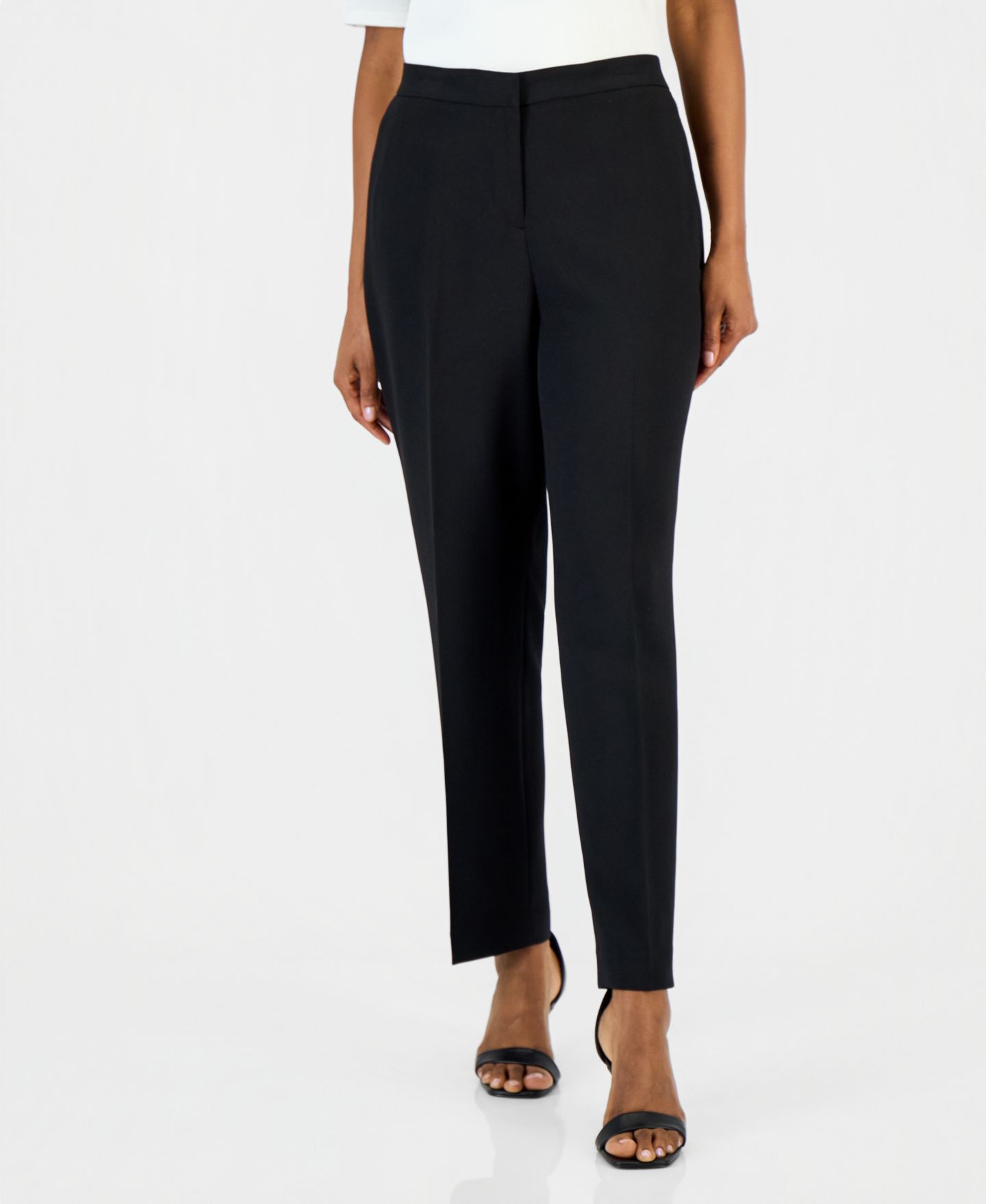 Женские брюки Kasper Lily Stretch Crepe Straight Ankle Pull-On Pant, цвет: Чёрный — фото 1