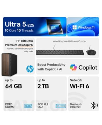 OmniDesk Premium Tower Desktop Intel Core Ultra 5 225 8GB RAM Intel Graphics 512GB SSD Storage Windows 11 Home - Black