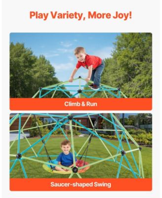 10FT Kids Climbing Dome 1000 LB Capacity with Saucer Swing
