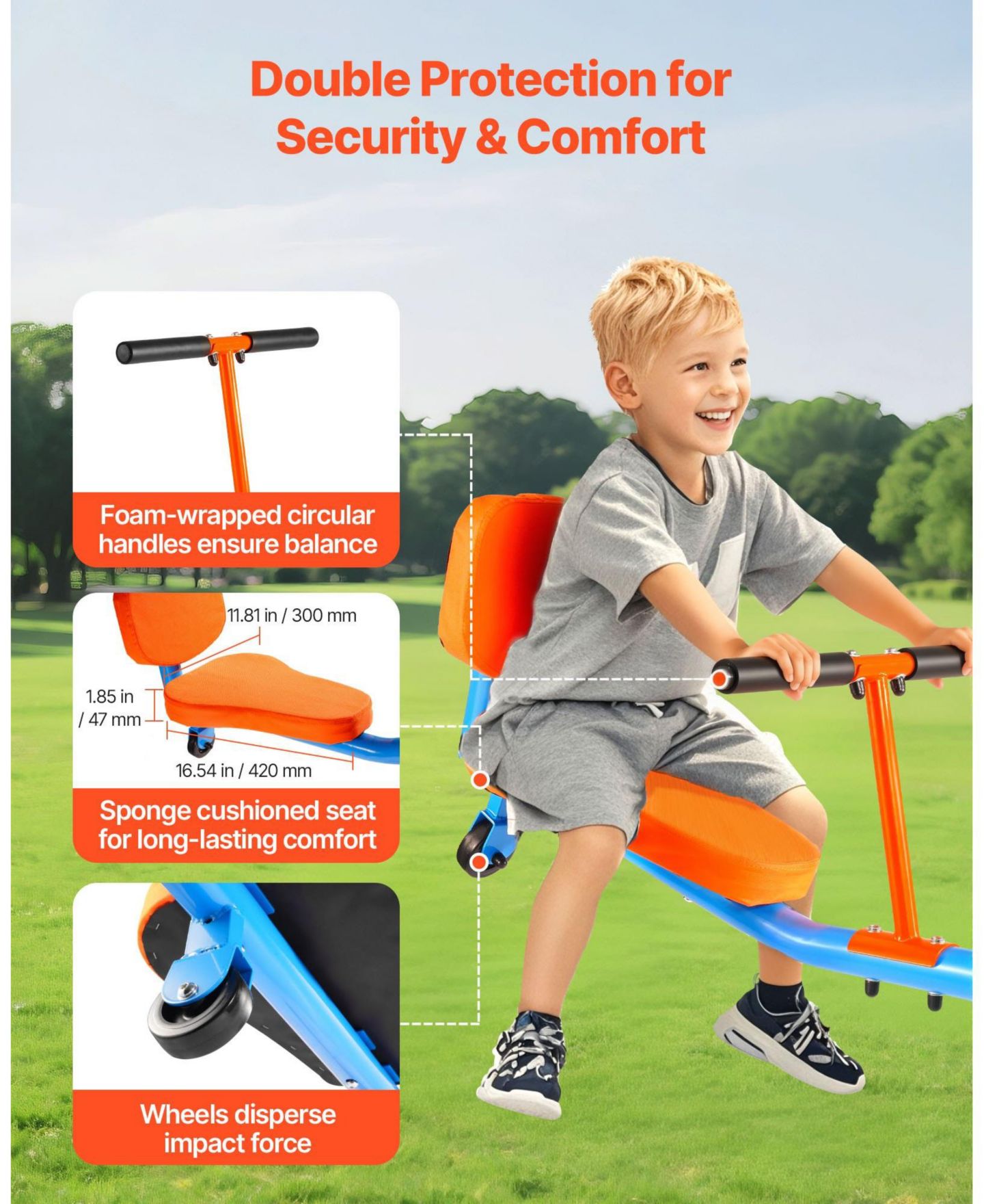 Детская игрушка SUGIFT Heavy-Duty Kids Seesaw with 300 lbs Capacity, 360° Rotation & Safety Handles — фото 8