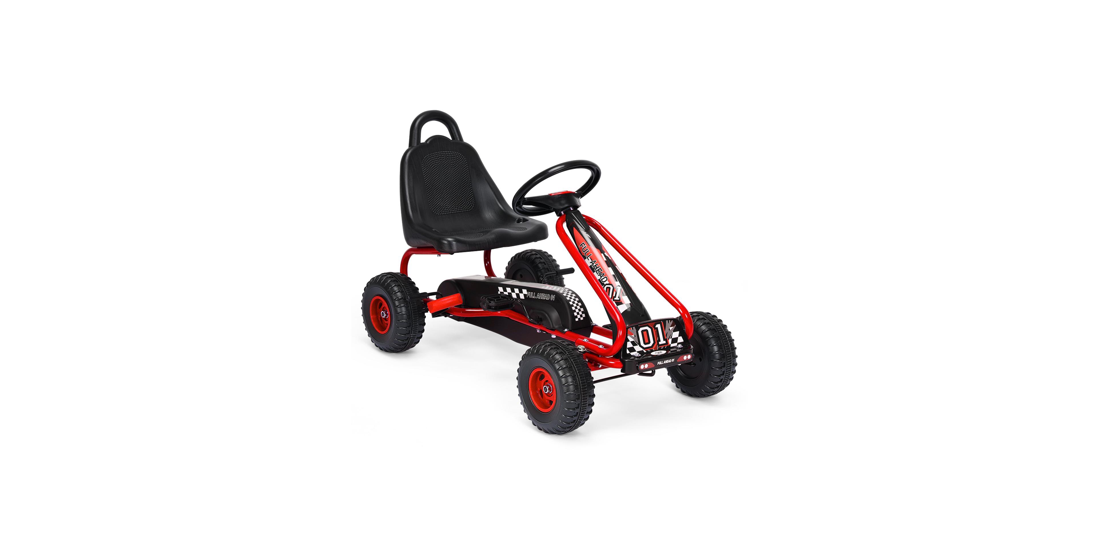 Givimo 4-Wheel Pedal-Powered Ride-On Car with Adjustable Seat, 66 lbs Capacity, Ages 3+