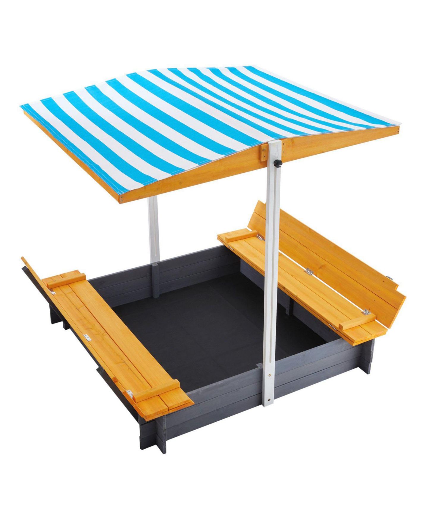 Детская игрушка SUGIFT Large Wooden Sandbox with Canopy & Bench Seats, цвет: Серый — фото 2