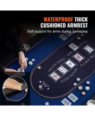 8-Player Foldable Poker Table 72" Oval with Cup Holders and Padding