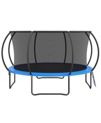 14FT Heavy Duty Trampoline with Net Ladder and Curved Poles