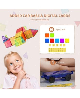 55-PC Magnetic Tiles Starter Set with Car Base & Number Cards