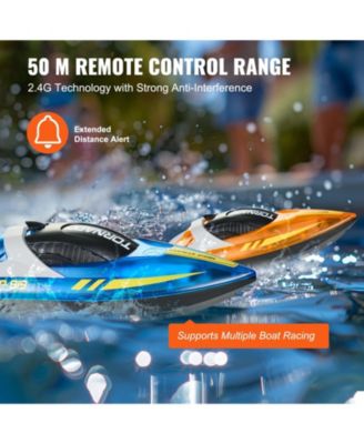 2-Pack RC Speed Boats with LED Lights in Blue & Orange