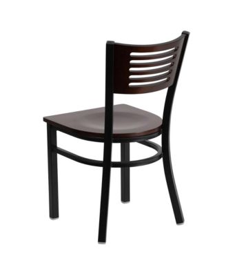 2 Pack Decorative Slat Back Metal Restaurant Chair