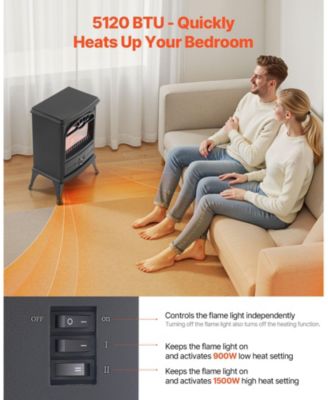 22.8" Freestanding Electric Fireplace Stove Heater 1500W Realistic Flames