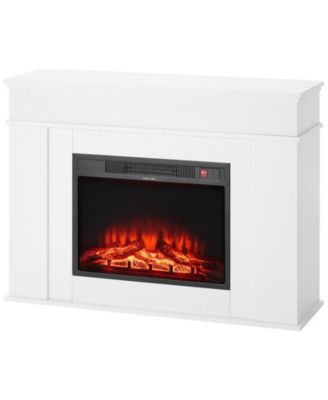 43" Freestanding Electric Fireplace Stove Heater with Mantel 1500W White