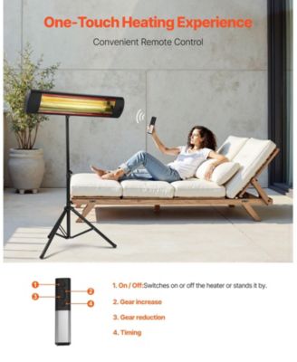 1500W Infrared Space Heater with 3 Heat Settings & Remote Control