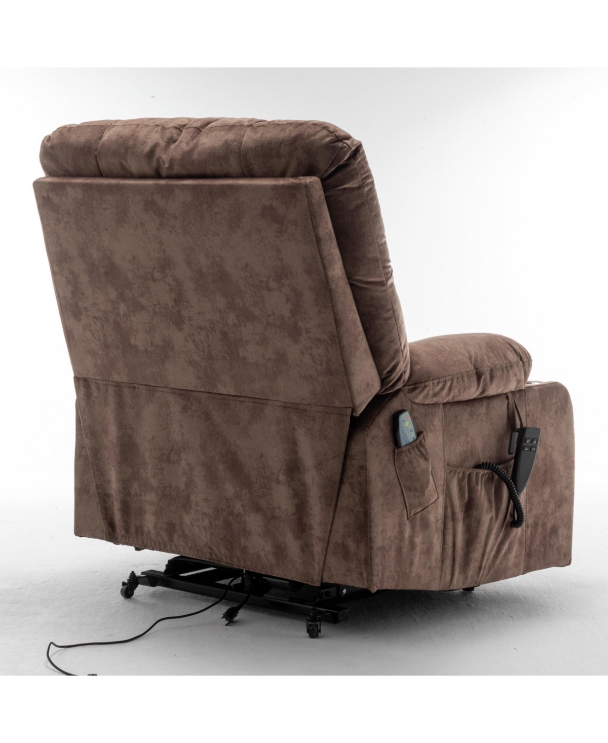 Boyel Living Velvet Lift Recliner with Heat and Massage Lift Sofa Chair with 2 Pockets, 2 Cup Holder, 2 Remote