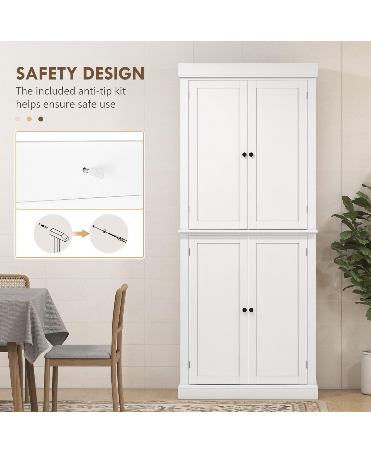 Homcom 72" Kitchen Pantry Storage Cabinet with 4