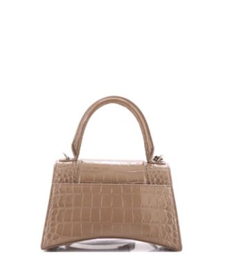 Small Hourglass Top Handle Bag Embossed Leather