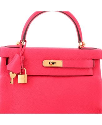 Kelly 28 Handbag Pink Clemence with Gold Hardware