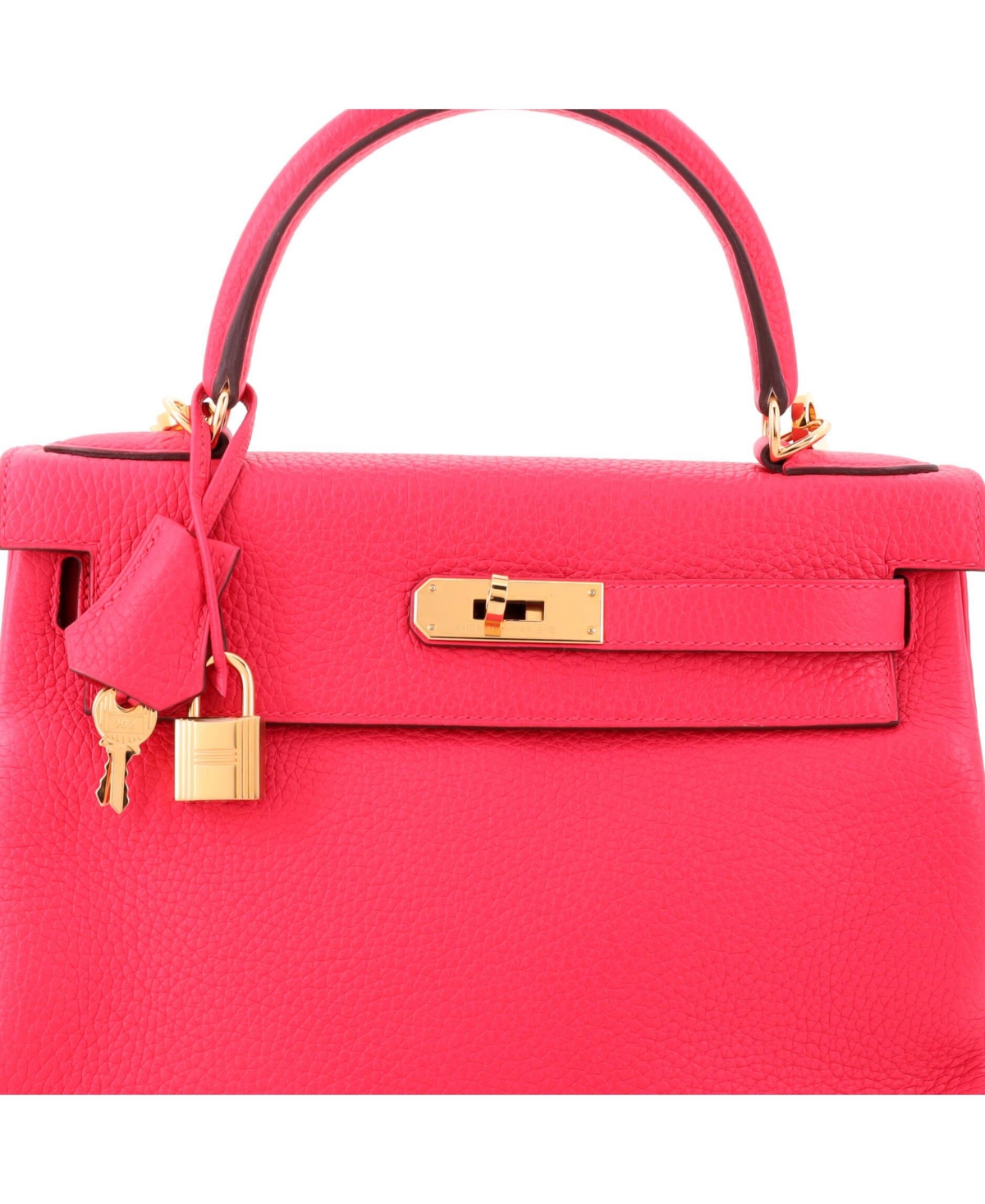 Pre-Owned HERMES Kelly 28 Handbag Pink Clemence with Gold Hardware
