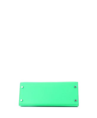  Kelly 28 Handbag Green Epsom with Palladium Hardware