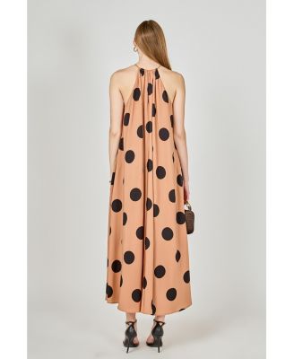 Women's Polka Dot Halter Neck Maxi Dress