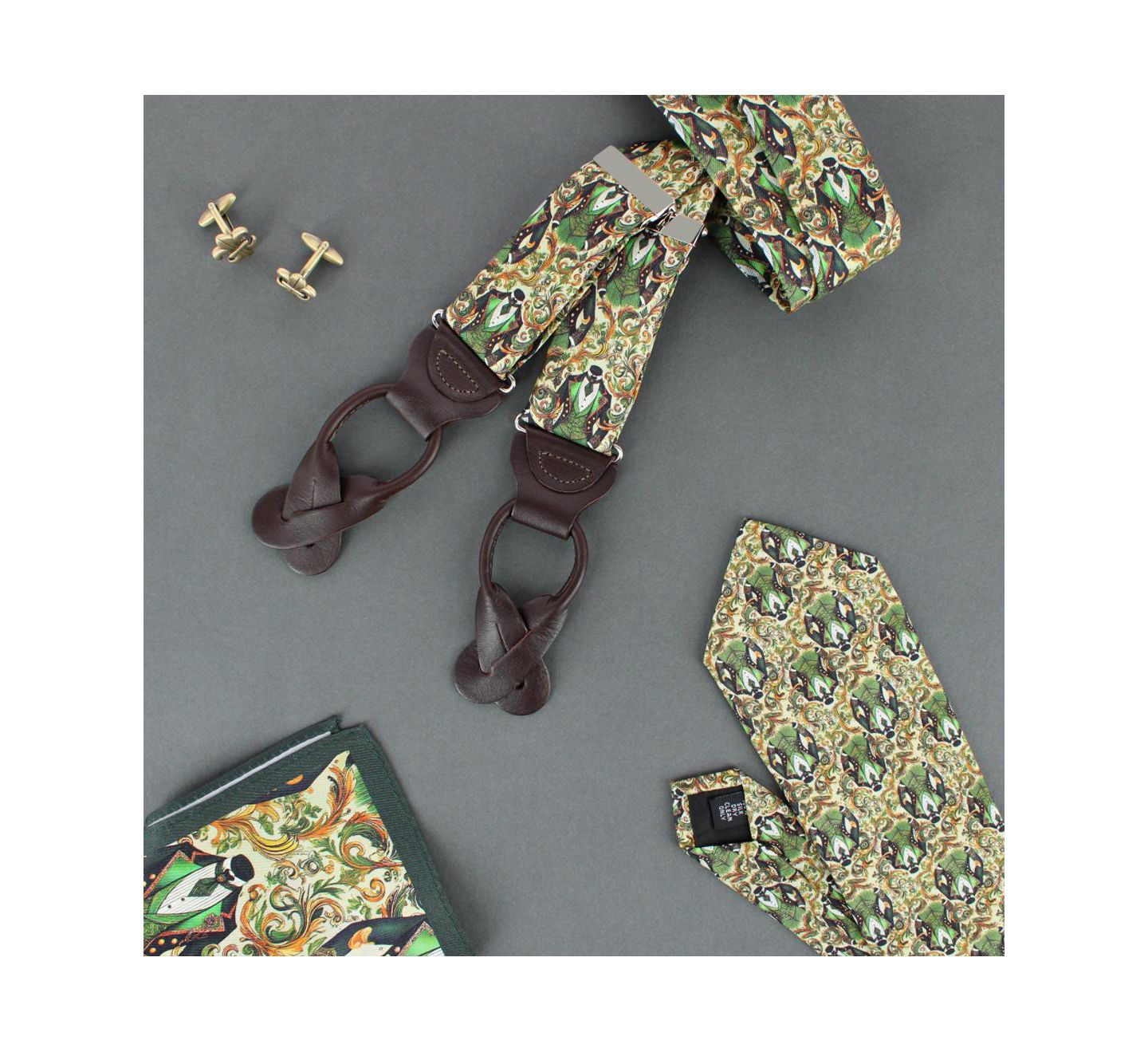 Мужские галстуки TRAFALGAR Shall We Dance Silk Novelty Necktie, цвет: Зелёный — фото 5