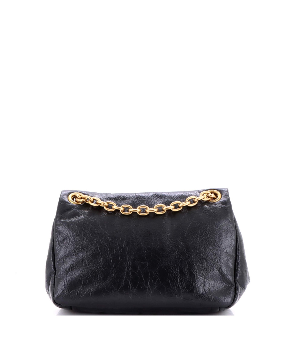 Pre-Owned Balenciaga Mini Monaco Chain Flap Shoulder Bag Leather