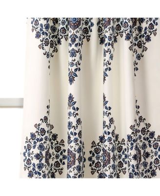 Lush Decor Keya Medallion Light Filtering Window Curtain Panels Pair 52"W x 84"L Cream - Floral Curtains For Bedroom - Cream Living Room Curtains