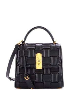 Medium Boxyz Top Handle Bag Woven Leather