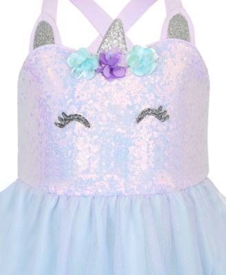 Girls' 2-6X Strappy Unicorn Sequin Dress