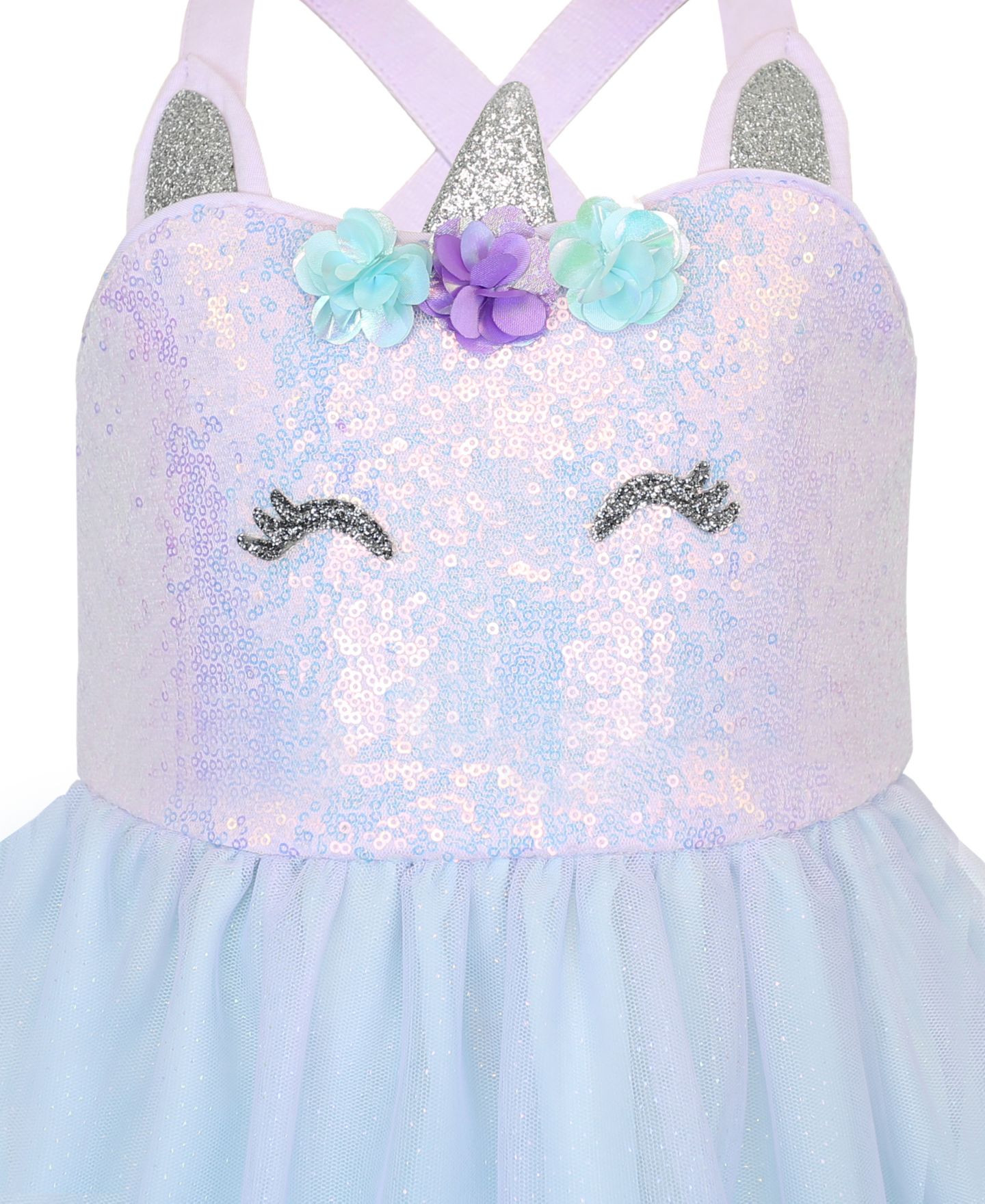Платье Pink & Violet Strappy Unicorn Sequin Dress для девочек, цвет: Фиолетовый / Синий — фото 4