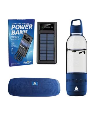 Outdoor Essentials Bundle – 2-in-1 Bluetooth Water Bottle, Peak Wireless Speaker, and LED Portable Solarsync Power Bank