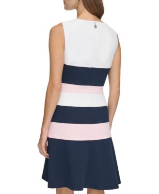 Women's Colorblocked Scuba Crepe Sleeveless Dress