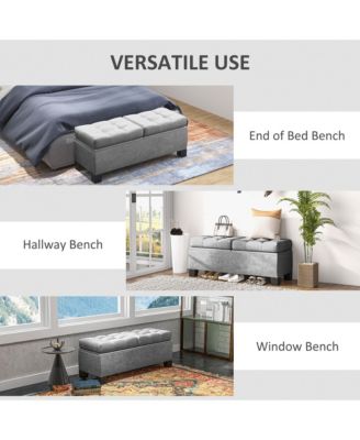 Storage End of Bed Bench, Upholstered Bench with Steel Frame