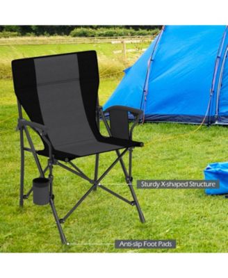 Portable Folding Oxford Cloth Camping Chair with Cup Holder and Side Pocket