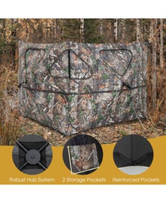 Pop-Up 2-Panel Ground Blind Fence with 3 Shoot-Through Ports, Hunting Screen