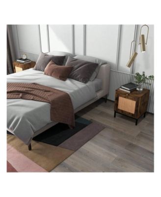 Set of 2 Wood End Table Nightstands, Storage Shelf Side Table for Entryway Living Room Bedroom Small Spaces