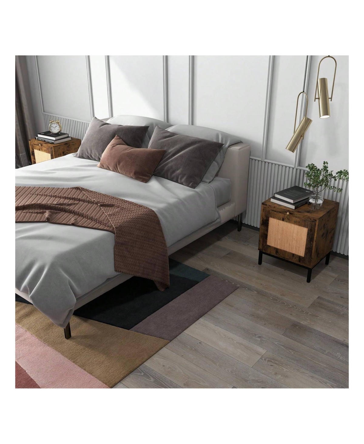 Gaomon Set of 2 Wood End Table Nightstands, Storage Shelf Side Table for Entryway Living Room Bedroom Small Spaces