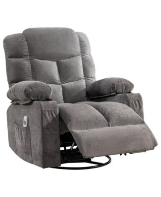 Oversized Massage Swivel Recliner Chair with Lumbar Heating for Living Room Rocker Recliner with Cup Holders and USB Charge