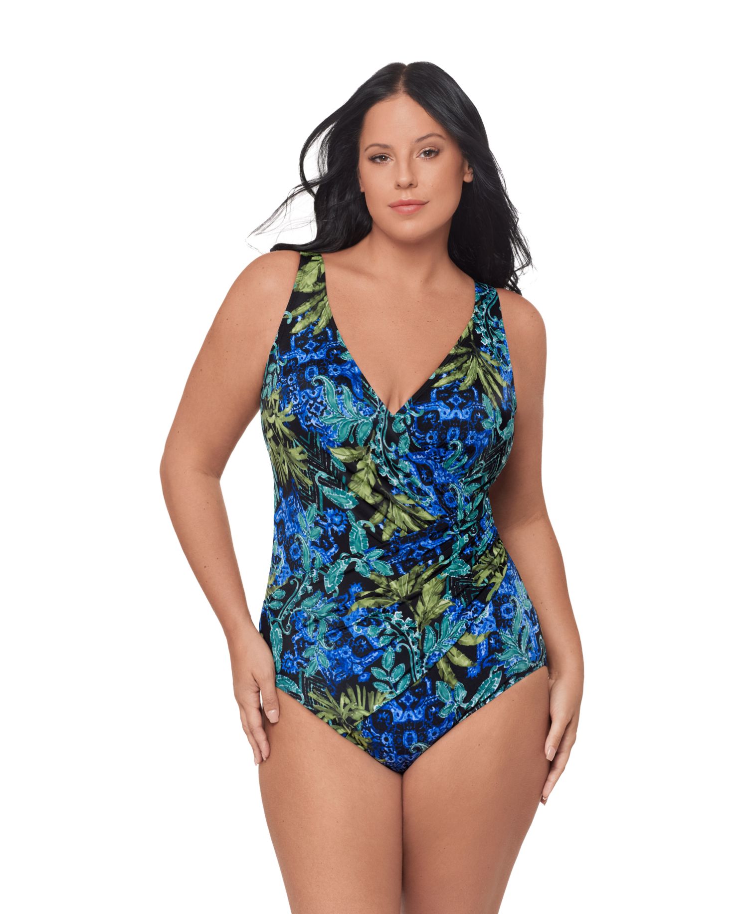 Plus Size V-Neck One-Piece Swimsuit