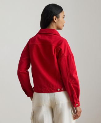 Women's Denim Wedge Spread Collar Trucker Jacket