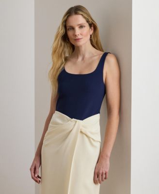 Women's Two-Tone Ottoman & Crepe Sleeveless Gown