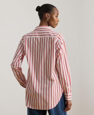 Women's Relaxed Fit Striped Collared Shirt