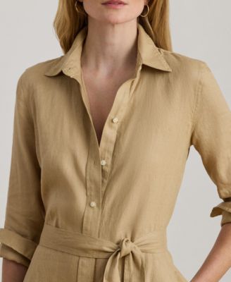 Women's Belted Collared Shirt Dress